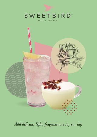 Sweetbird Botanical Rose Syrup infused drinks. Rose Lemonade and Rose White Hot Chocolate
