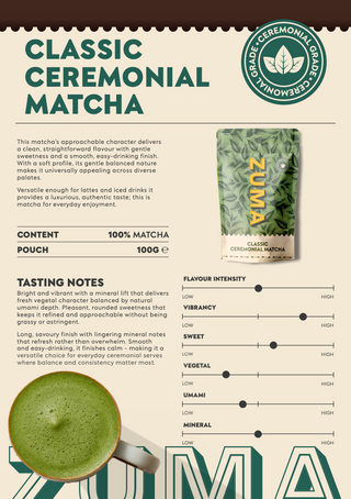 Zuma - Classic Ceremonial Matcha Green Tea Powder - 100g - Vegan