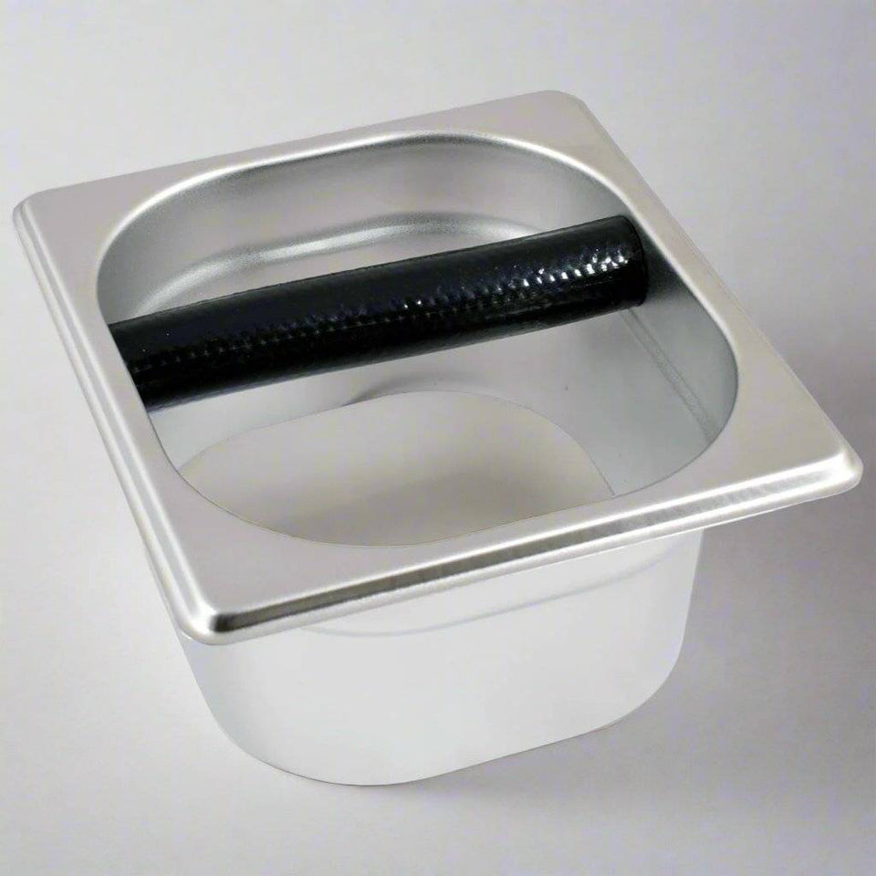 Square Stainless Steel Knock Box - Countertop Coffee Grounds Bin - 500g
