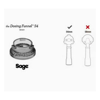 Sage dosing funnel with size comparison on a white background