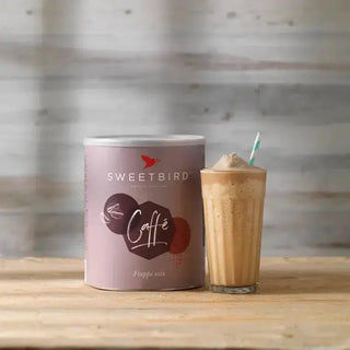 Sweetbird Caffe Frappé mix with prepared drink