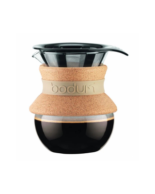 Bodum Pour Over Coffee Maker with permanent stainless steel filter, 500ml borosilicate glass carafe with removable cuff - Front