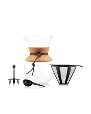Bodum Pour Over Coffee Maker with permanent stainless steel filter, 500ml borosilicate glass carafe with removable cuff - Parts