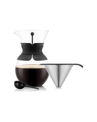 Bodum Pour Over Coffee Maker with permanent stainless steel filter, 1 litre borosilicate glass carafe in black - Parts
