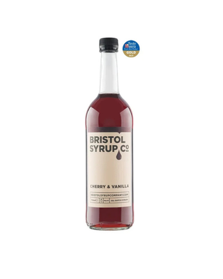 Bottle of Bristol Syrup Co. No.14 Cherry & Vanilla Syrup in a 750ml glass bottle for cocktails and coffee
