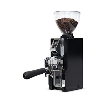 Eureka Mignon Libra 65 All Purpose coffee grinder in black with portafilter and digital display