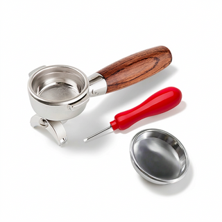 Fracino wood handle portafilter holder, 58mm blind filter and washer removal tool
