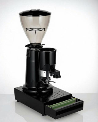 Jaguar Premium Black Knock Bin commercial coffee grounds drawer - lifestyle with grinder
