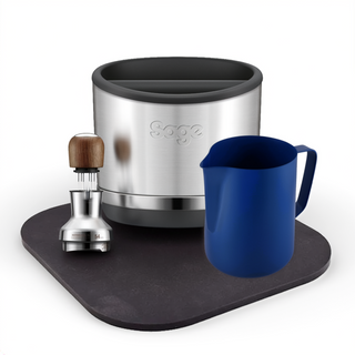 Sage 54mm upgrade bundle with distribution duo, knock box, tamping mat and milk jug