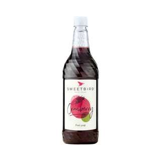 Bottle of Sweetbird Cranberry Syrup, 1 litre bottle, fresh tart cranberry flavour for lemonades and cocktails